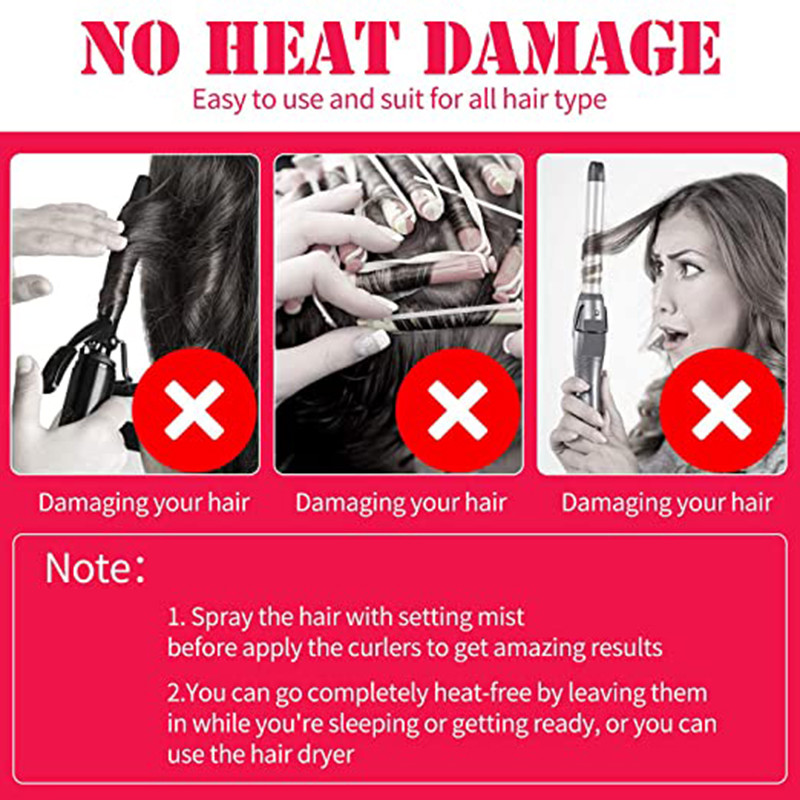 12 gab 25cm matu ruļļi Spirālveida cirtas bez karstuma viļņa matu ruļļi veidošanas komplekts spirālveida matu ruļļi ar 2 daļām ieveidošanas āķiem