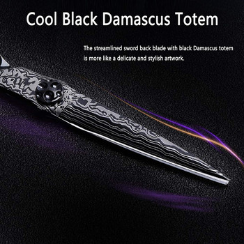 Μαύρο κομμωτήριο 6 ιντσών Κομμωτήριο Κομμωτήριο Damascus Japan Steel Hair Cutting Thinning Scissors