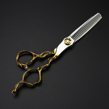 Персонализирайте логото Япония 440c стомана 6\'\' ножица Златни ножици за коса подстригване бръснар подстригване тънки ножици фризьорски ножици
