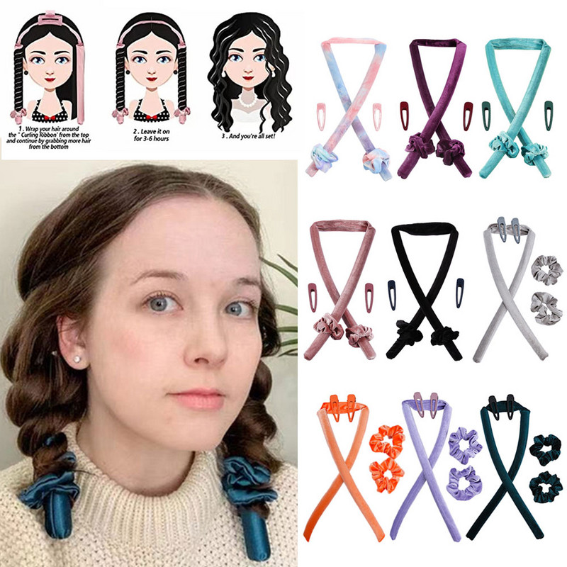 Lazy Heatless Štap za kovrče Traka za glavu Svileni baršunasti valjci za kosu Wave Formers Mokri valoviti snopovi Kovrče bez topline Alati za oblikovanje kose Curl