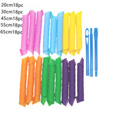 18 vnt. nešildomų plaukų suktukų suktukų spiralės ir bangos formavimo rinkinys, be karštų suktukų, skirtų merginoms, garbanojimo strypo galvos juosta