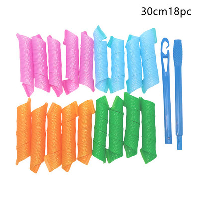 18 vnt. nešildomų plaukų suktukų suktukų spiralės ir bangos formavimo rinkinys, be karštų suktukų, skirtų merginoms, garbanojimo strypo galvos juosta