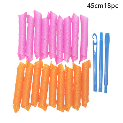 18 vnt. nešildomų plaukų suktukų suktukų spiralės ir bangos formavimo rinkinys, be karštų suktukų, skirtų merginoms, garbanojimo strypo galvos juosta