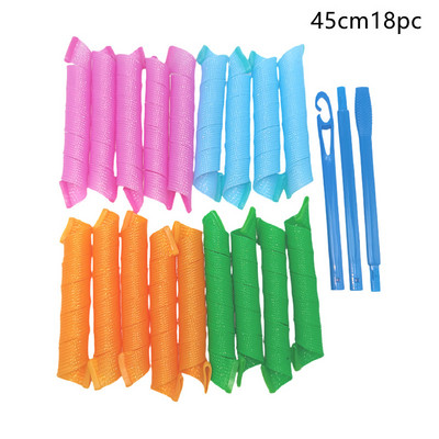 18 vnt. nešildomų plaukų suktukų suktukų spiralės ir bangos formavimo rinkinys, be karštų suktukų, skirtų merginoms, garbanojimo strypo galvos juosta