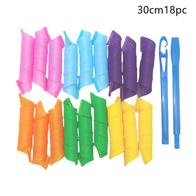 18 vnt. nešildomų plaukų suktukų suktukų spiralės ir bangos formavimo rinkinys, be karštų suktukų, skirtų merginoms, garbanojimo strypo galvos juosta