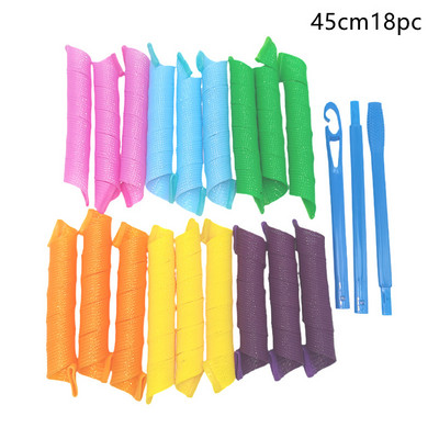 18 vnt. nešildomų plaukų suktukų suktukų spiralės ir bangos formavimo rinkinys, be karštų suktukų, skirtų merginoms, garbanojimo strypo galvos juosta