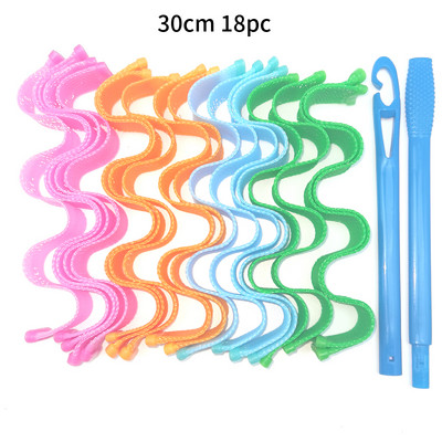 18 vnt. nešildomų plaukų suktukų suktukų spiralės ir bangos formavimo rinkinys, be karštų suktukų, skirtų merginoms, garbanojimo strypo galvos juosta