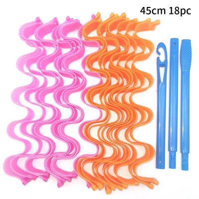 18 vnt. nešildomų plaukų suktukų suktukų spiralės ir bangos formavimo rinkinys, be karštų suktukų, skirtų merginoms, garbanojimo strypo galvos juosta