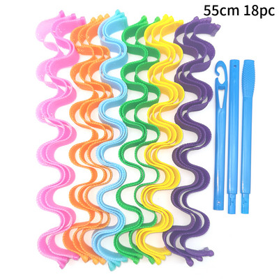 18 vnt. nešildomų plaukų suktukų suktukų spiralės ir bangos formavimo rinkinys, be karštų suktukų, skirtų merginoms, garbanojimo strypo galvos juosta