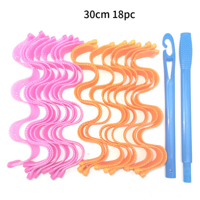18 vnt. nešildomų plaukų suktukų suktukų spiralės ir bangos formavimo rinkinys, be karštų suktukų, skirtų merginoms, garbanojimo strypo galvos juosta