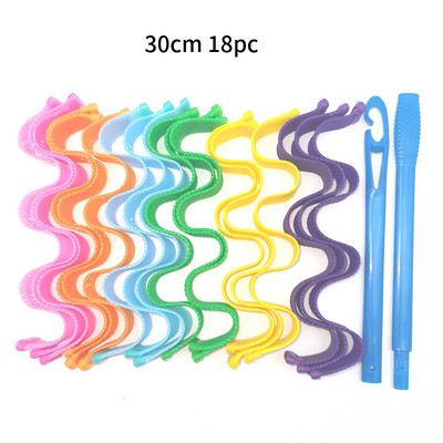 18 vnt. nešildomų plaukų suktukų suktukų spiralės ir bangos formavimo rinkinys, be karštų suktukų, skirtų merginoms, garbanojimo strypo galvos juosta