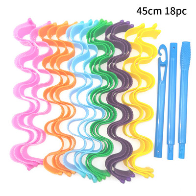 18 vnt. nešildomų plaukų suktukų suktukų spiralės ir bangos formavimo rinkinys, be karštų suktukų, skirtų merginoms, garbanojimo strypo galvos juosta