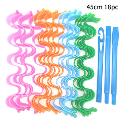 18 vnt. nešildomų plaukų suktukų suktukų spiralės ir bangos formavimo rinkinys, be karštų suktukų, skirtų merginoms, garbanojimo strypo galvos juosta