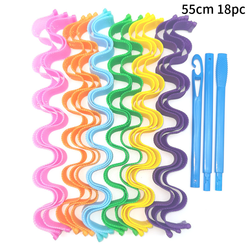 18 vnt. nešildomų plaukų suktukų suktukų spiralės ir bangos formavimo rinkinys, be karštų suktukų, skirtų merginoms, garbanojimo strypo galvos juosta