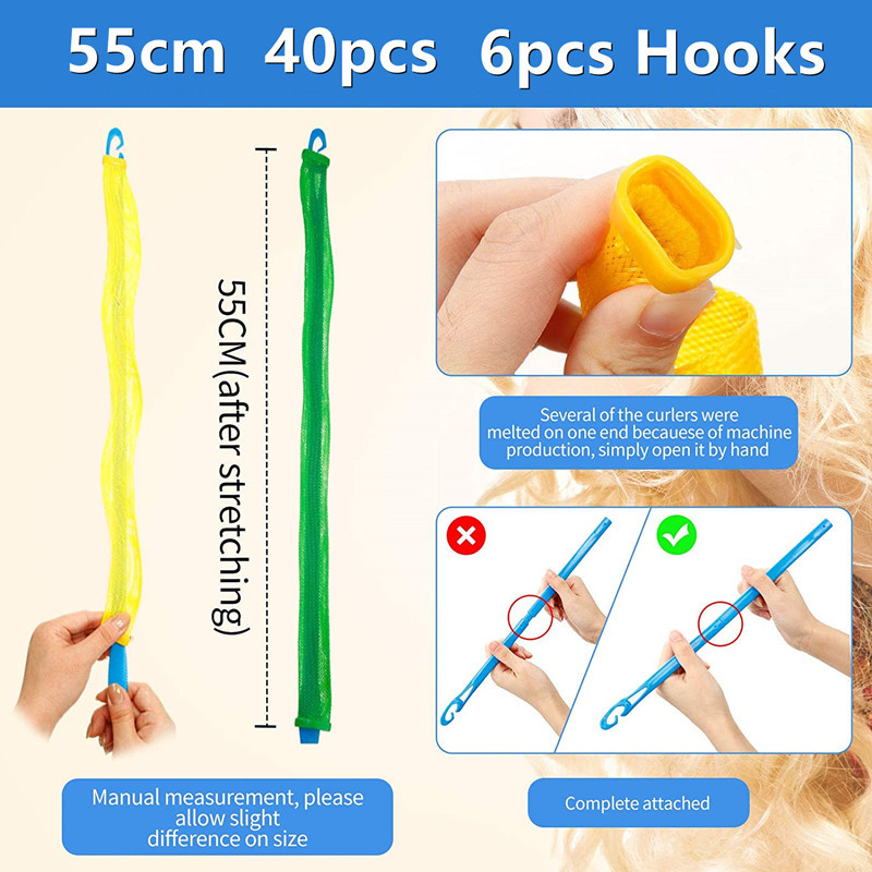 40 kom/pakiranje Čarobni uvijači od 55 cm Spiralne kovrče Komplet za oblikovanje bez zagrijavanja Valjak za dugu kosu Većina vrsta frizura