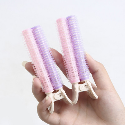 2 kom Bang Valjci Samoljepljivi Lazy Hair Curlers Hair Curling Korijen kose Fluffy Air Bangs Roller Clip Dodaci za oblikovanje Ljubičasta