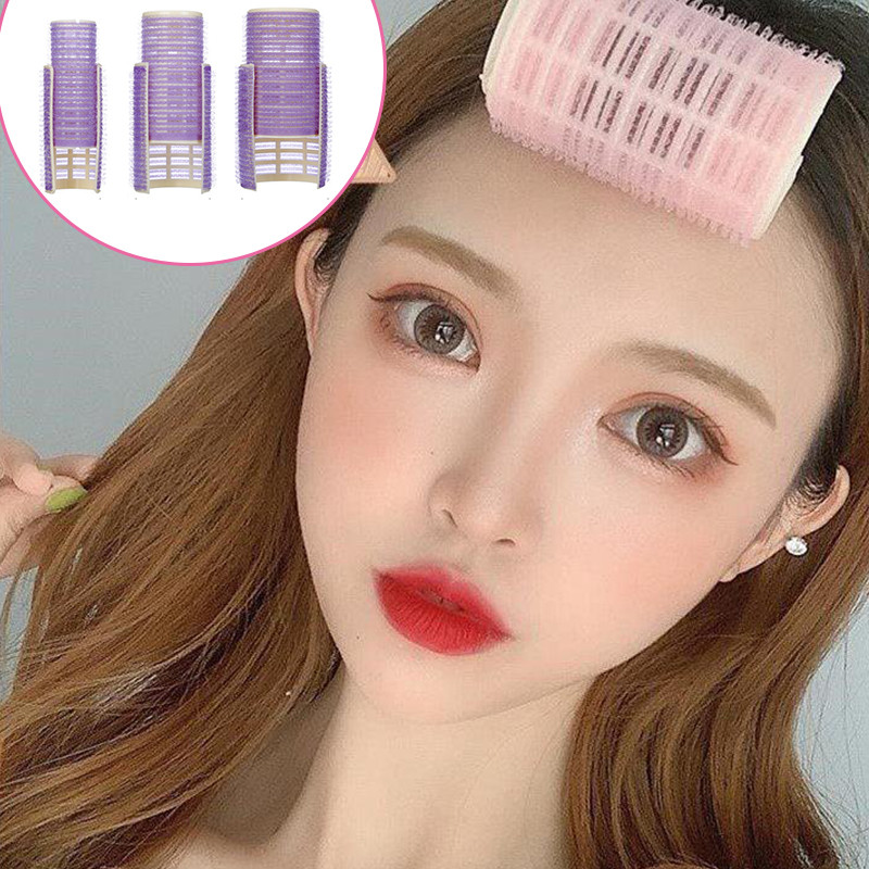 2gab Bang Rollers Pašlīmējošie Lazy Hair Ruļļi Matu Krokurošanās Matu Sakne Pūkains Air Bangs Roller Clip Veidošanas Aksesuāri Violets