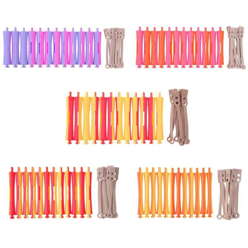 12db/szett DIY Perm Rod Szalon Hajhenger Gumispántos Hajcsat Hajsütő Hajcsavaró Fodrászat Hajformázó Hajeszköz Véletlen szín