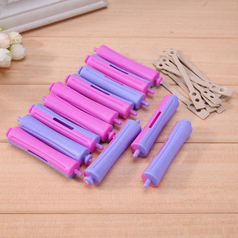 12db/szett DIY Perm Rod Szalon Hajhenger Gumispántos Hajcsat Hajsütő Hajcsavaró Fodrászat Hajformázó Hajeszköz Véletlen szín