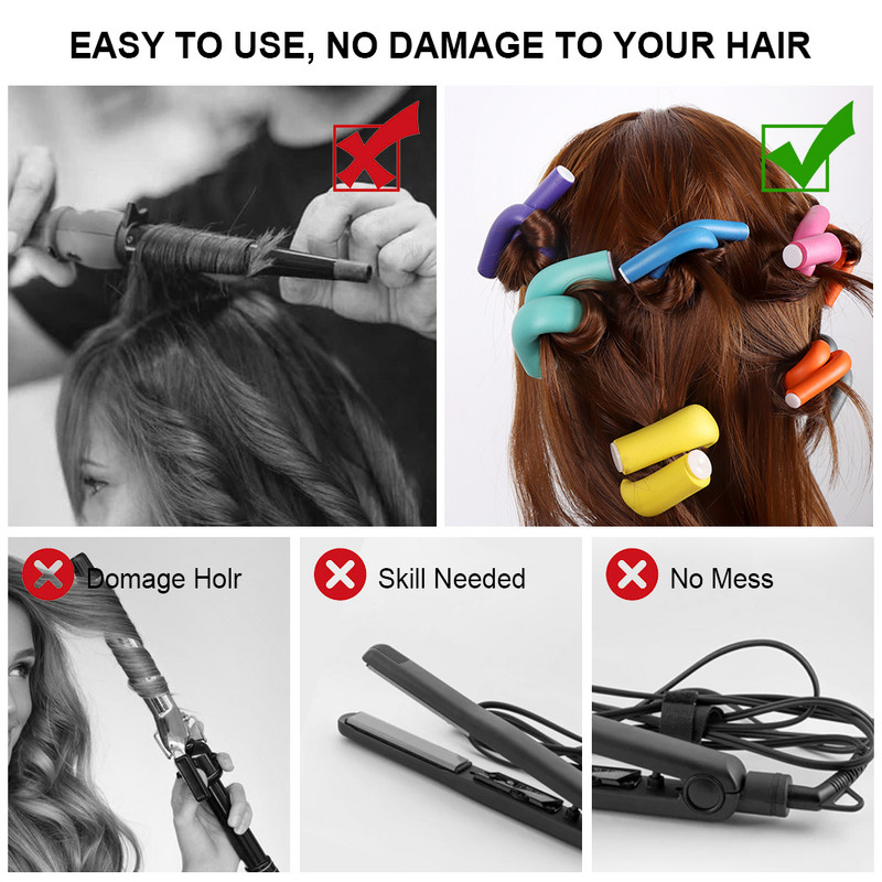 10KOM Uvijač za kosu Bez topline, spužvasti uvijač za kosu bez zagrijavanja Mekani savitljivi uvijači za kosu Rizadores De Cabello uvijači za kosu Alati za oblikovanje kose