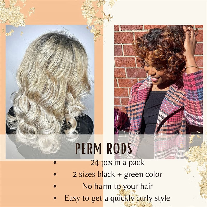 Veliki komplet trajnih šipki od 20 komada Zelena Crna Jumbo Prirodna kosa Hladni valovi Duga kratka kosa Valjak Uvijači za kosu Frizura