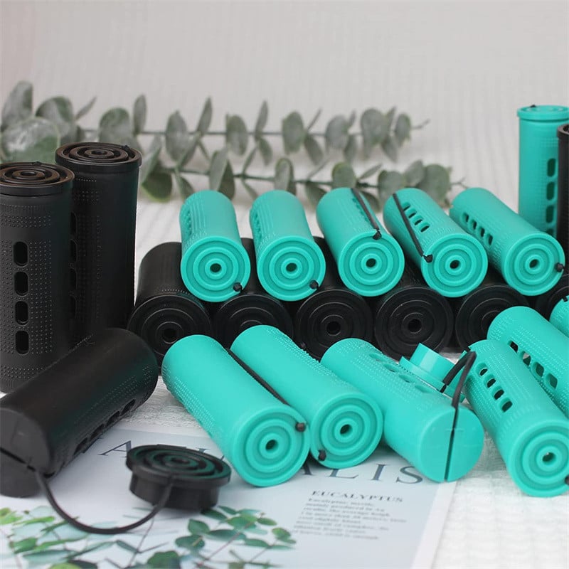 Veliki komplet trajnih šipki od 20 komada Zelena Crna Jumbo Prirodna kosa Hladni valovi Duga kratka kosa Valjak Uvijači za kosu Frizura