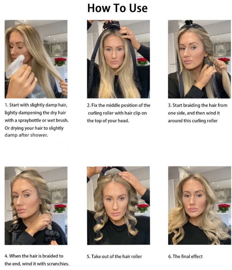 Traka za kosu bez grijanja, traka za uvijanje kose bez topline sa kopčama za kosu i gumom za spavanje Lazy Curler, svilena vrpca, valjci za kosu