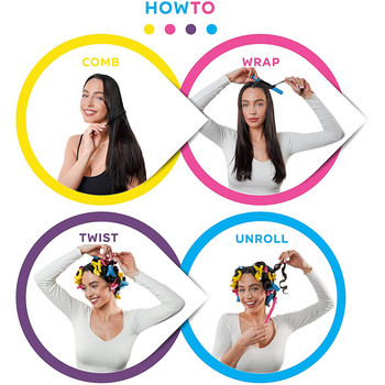 Εύκαμπτες ράβδοι για μπούκλες Hair Twist Flexi Rods Σετ κυλίνδρων μαλλιών No Heat Hair Rods Rolls για κοντά και μακριά μαλλιά για ύπνο