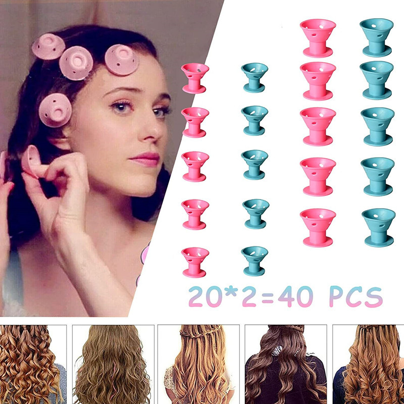 20/40 τεμ. Μαλακό καουτσούκ σιλικόνης Heatless Hair Rollers Magic Hair Rollers Clips Don't Hurt Hair Curls Εργαλεία styling DIY Γυναικεία κορίτσια