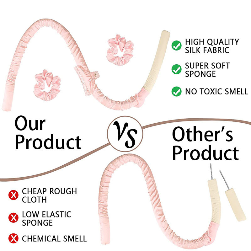 Sieviešu bezkarsuma kērlinga ruļļi stieņa galvas saite gariem matiem liela mīksta zīda putas bez karstuma rullīšiem Cirtaini veidojoša lente miega ruļļi