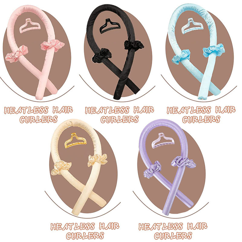 Sieviešu bezkarsuma kērlinga ruļļi stieņa galvas saite gariem matiem liela mīksta zīda putas bez karstuma rullīšiem Cirtaini veidojoša lente miega ruļļi