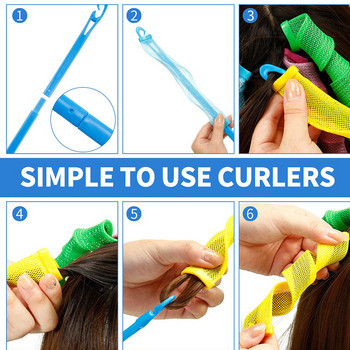 12/24PCS бигуди за коса Направи си сам Magic Hair Curler Преносими ролки за коса Sticks Durable Curling Инструменти за оформяне на коса Уред за коса