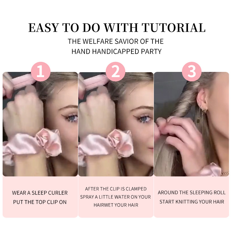 Karštas išpardavimas Moterims miegančios minkštos, nešildomos garbanojimo strypo galvos juostelė plaukams garbanoti