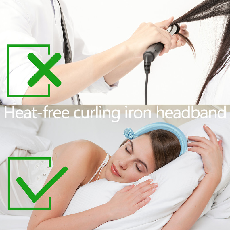 Heatless štap za kovrče Traka za glavu Lazy Curler Set No Heat Curls Svilena vrpca Uvijači za kosu Mekana traka za spavanje Valoviti uvijači za kosu