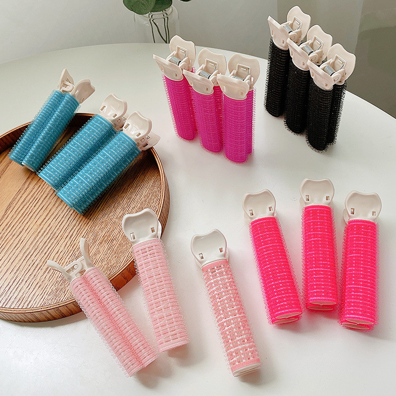 2 gab Bangs matu saknes pūkains matu sprādzes slinks matu sprādzes Matu tops veidošanas lokošanās mucas portatīvie korejiešu matu sprādzes matu ruļļi