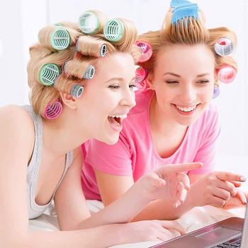 Αθερμές μπούκλες μαλλιών 12 τμχ Self Grip Curling DIY No Heat Magic Curly Hair Rollers Γυναικεία κομμωτήρια ομορφιάς Εργαλεία styling κομμωτηρίου