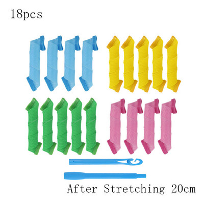 18gab 15-75cm matu rullīši spirālveida viļņu forma ar stieņiem apaļas lokas matu ruļļi Mīksti mati locīti mati DIY visiem matiem