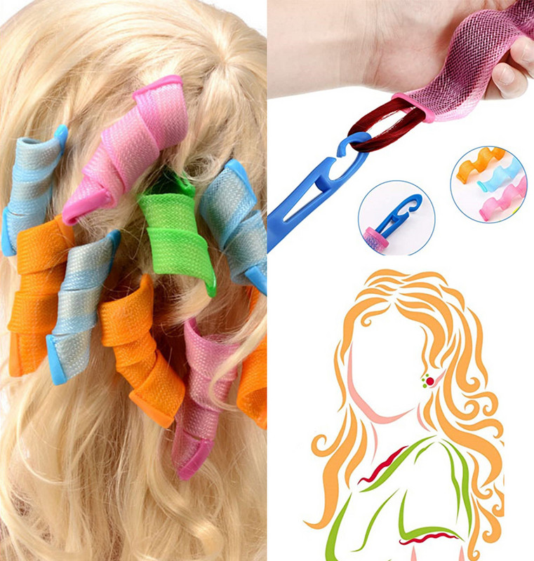 18gab 15-75cm matu rullīši spirālveida viļņu forma ar stieņiem apaļas lokas matu ruļļi Mīksti mati locīti mati DIY visiem matiem