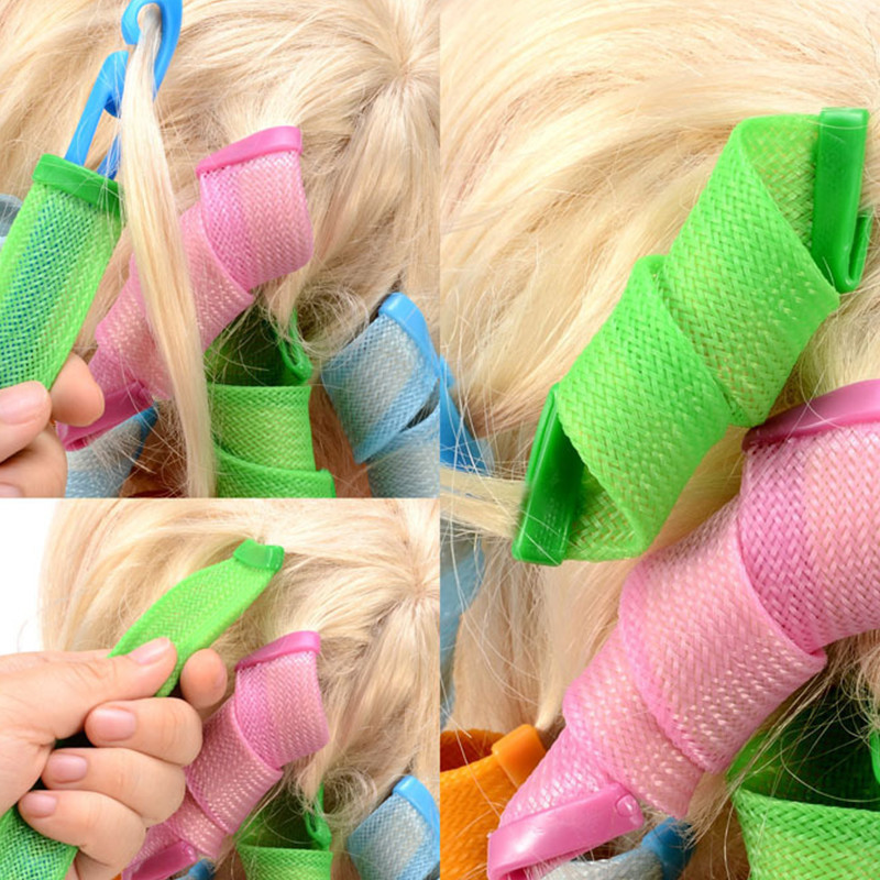 18gab 15-75cm matu rullīši spirālveida viļņu forma ar stieņiem apaļas lokas matu ruļļi Mīksti mati locīti mati DIY visiem matiem