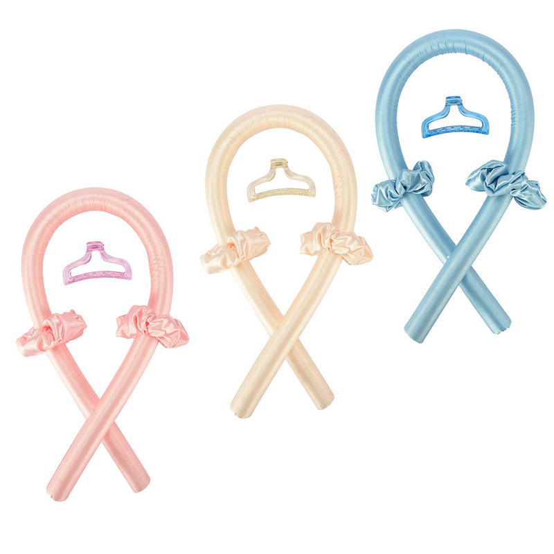 Nekarsējama kērlinga stieņa galvas saite Lazy lokotāju komplekts Padariet matus mīkstus, spīdīgus, bez karstuma spirālveida bumbieru ziedu lokšķēres modelēšanas piederumi