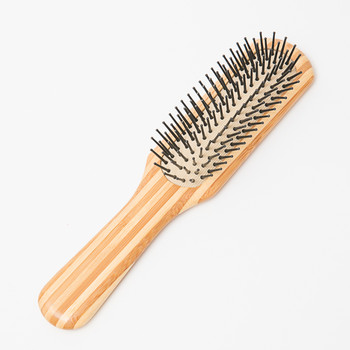 Дървена четка за коса с бамбукова мини гребло за разплитане с найлонови щифтове Горещ силикон четка за коса Styler
