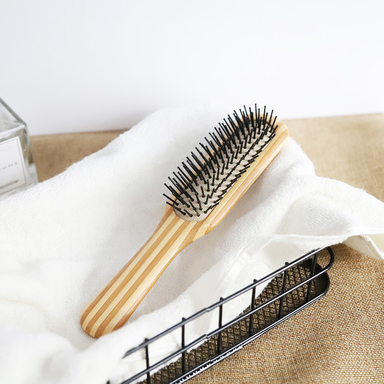 Bamboo Mini Paddle Detangling Fa hajkefe nylon tűkkel Forró szilikon hajkefe hajformázó