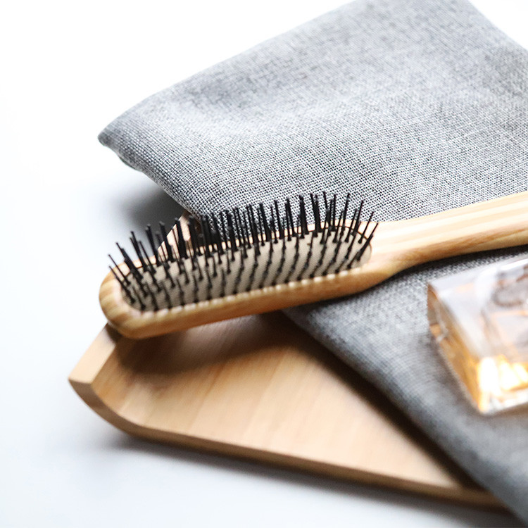 Bamboo Mini Paddle Detangling Fa hajkefe nylon tűkkel Forró szilikon hajkefe hajformázó