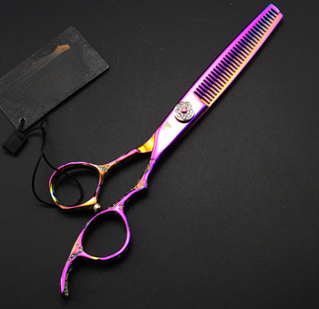 „Фойерверк Импортирана сливов цвят Дръжка Фризьорски ножици Ножици за подстригване Ножици с плоски зъби за срязване Лилав номер на модела“