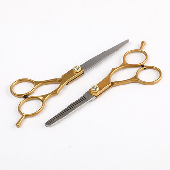 Златен професионален 6,0-инчов фризьорски комплект от неръждаема стомана за подстригване на изтъняваща ножица ножици