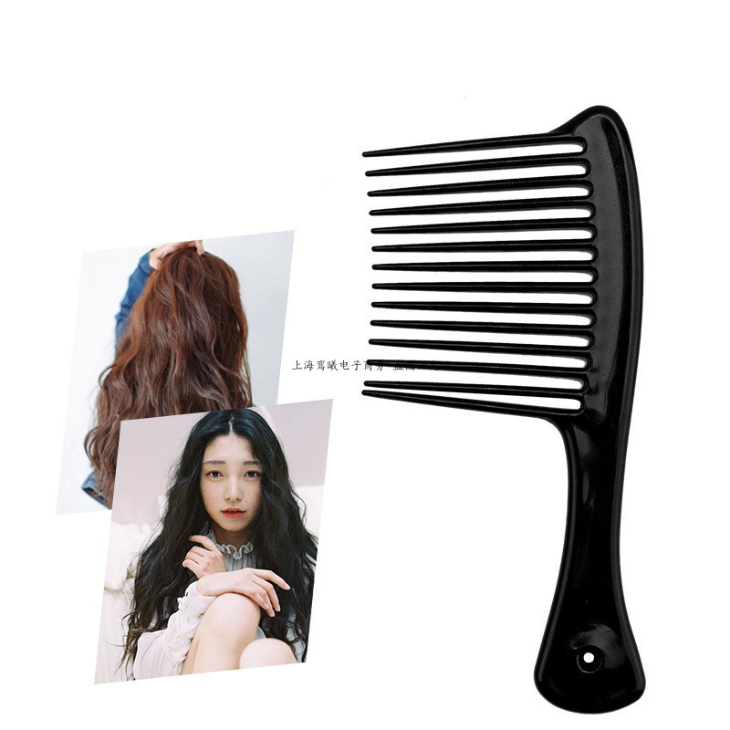 naujos 2023 m. juodos didelių plačių dantų šukos kabliuko rankenos išvalymas sumažina plaukų slinkimą, kirpyklų salonas, dažymas, formavimo šepetėlis, įrankiai