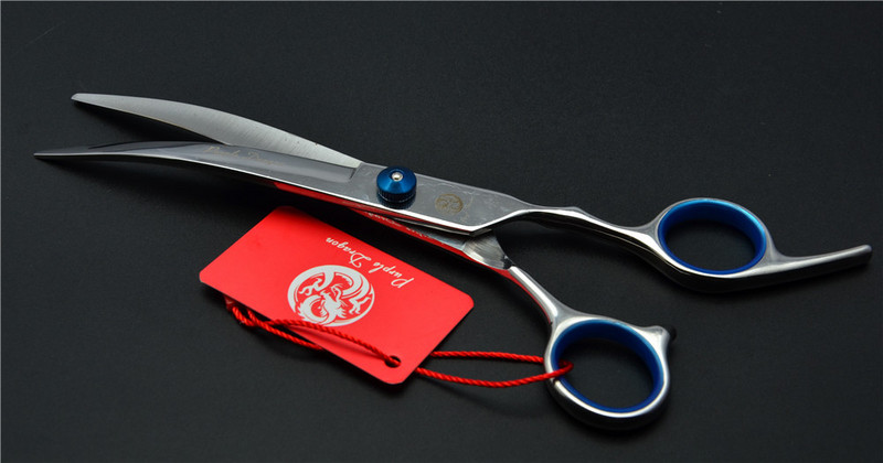 7 hüvelyk 19,5 cm 62HRC Professzionális Kutyák Macskák Háziállatok Hajollók Fodrász Olló Vágóolló Hajlított olló Z4001