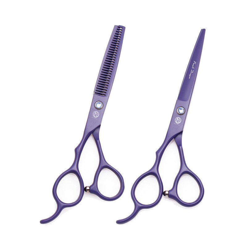 Bal kézi fodrász olló készlet 6,0" 17,5 cm Purple Dragon JP Steel 8001# Vékony olló Vágóolló Borbély Hajolló