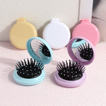 Сгъваем гребен за жени Четки за коса за момичета с огледала Малки гребени за коса Пътуващи преносими масажни инструменти за оформяне Аксесоари
