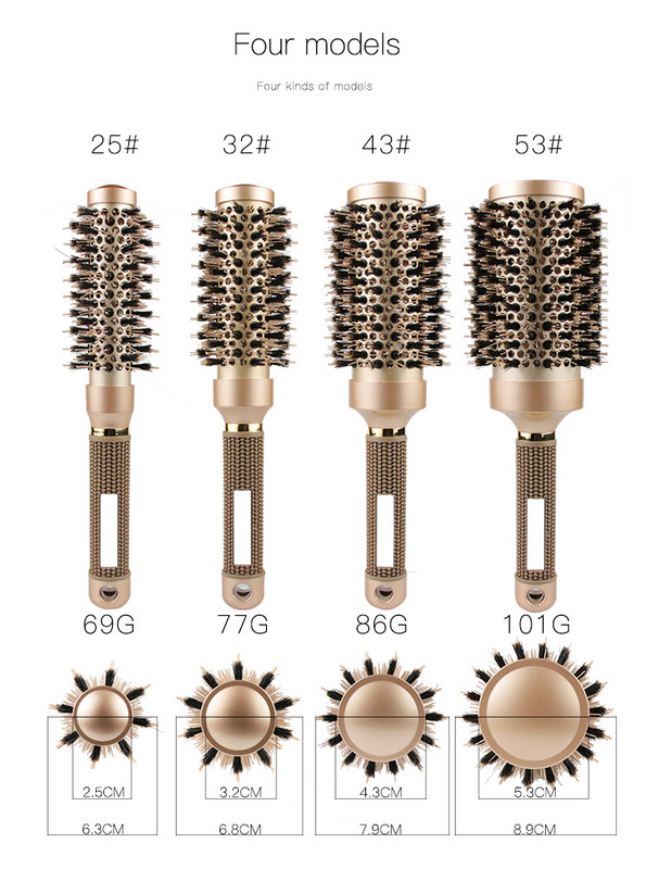 Frizerska četka za kosu Okrugla četka od aluminijske cijevi s najlonskim čekinjama Češalj za šišanje Četke za oblikovanje kose Alat za oblikovanje kose Salon Professional